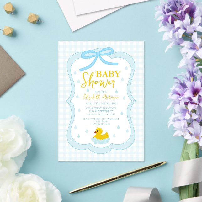 Water Droplets Gingham Boy Baby Shower Acryleinladungen (In Situ (Hochzeit))