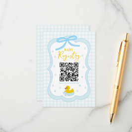Water Droplets Gingham Boy Baby Shower Registry Begleitkarte