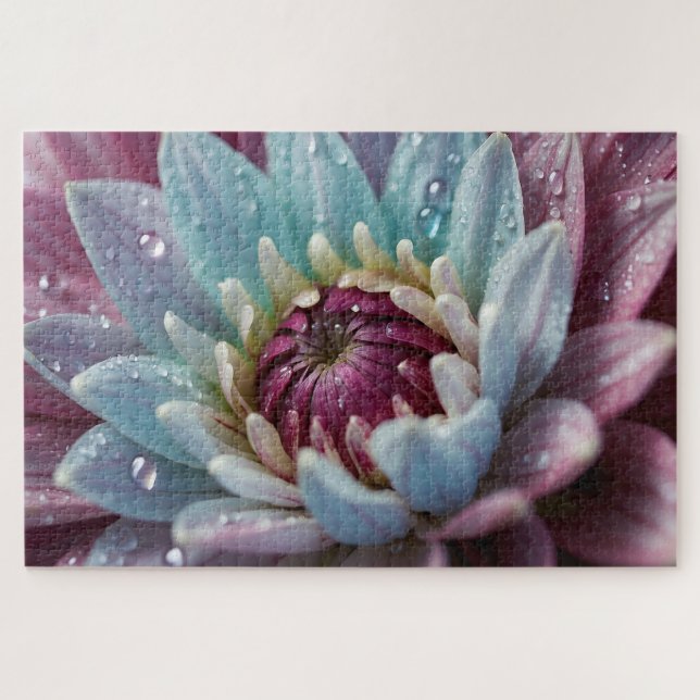 Water Droplets on Dahlia Flower Puzzle (Horizontal)