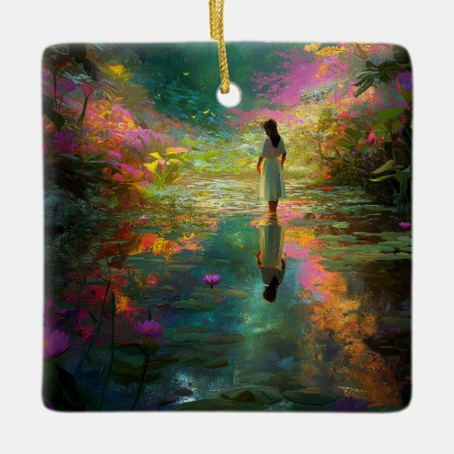 Water Fairy with Soft Pastels and Water Lilies Keramikornament (Vorderseite)