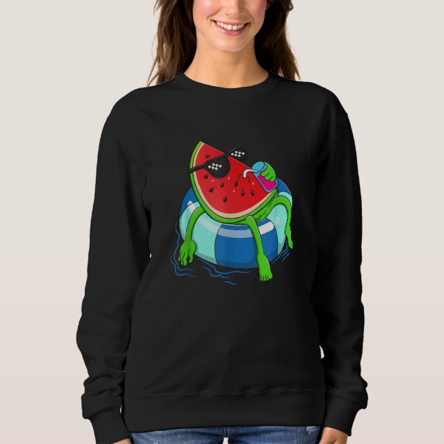 Water Floating Cute Watermelon   Women Water Fruit Sweatshirt (Vorderseite)