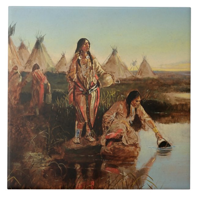 "Water for Camp" Cowboy Art von Charles Russell Fliese (Vorderseite)