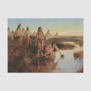 "Water for Camp" Cowboy Art von Charles Russell Seidenpapier