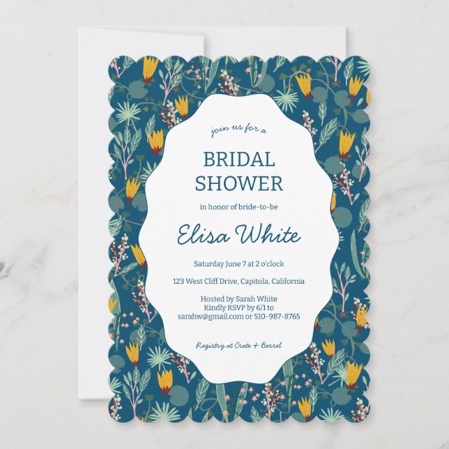 Water Garden Floral Bridal Shower Cute CUSTOM  Einladung (Vorderseite)