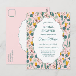 Water Garden Floral Bridal Shower Cute CUSTOM  Postkarte