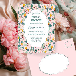Water Garden Floral Bridal Shower Cute CUSTOM  Postkarte