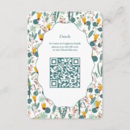 Water Garden Floral Bridal Shower Cute CUSTOM QR Begleitkarte