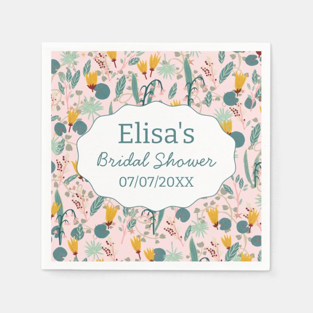 Water Garden Floral Bridal Shower Cute CUSTOM Serviette (Vorderseite)