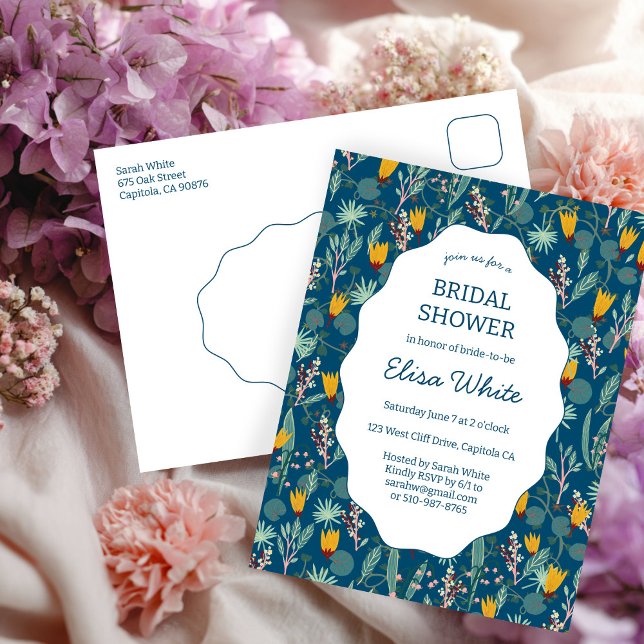 Water Garden Floral Bridal ShowerCUSTOM Invitation Postkarte (Water Garden Floral Bridal Shower CUSTOM Invitation Postcard
)