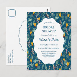 Water Garden Floral Bridal ShowerCUSTOM Invitation Postkarte