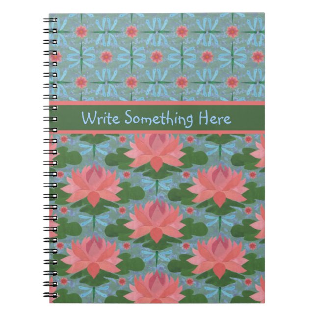 Water Lilies and Dragonflies Spiral Notebook Notizblock (Vorderseite)