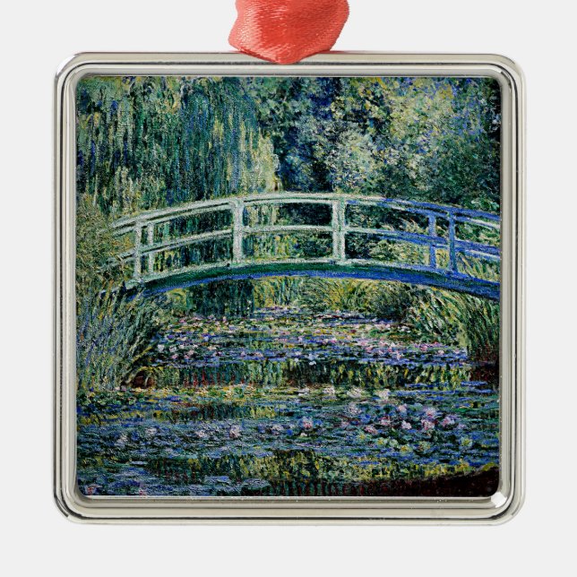 "Water Lilies and Japanese Bridge" Ornament Aus Metall (Vorne)