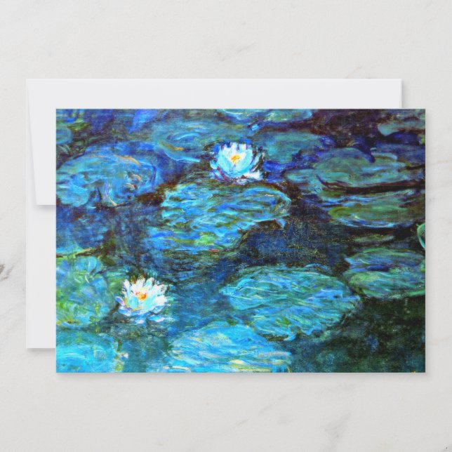 Water Lilies (blau) von Claude Monet Karte (Vorderseite)