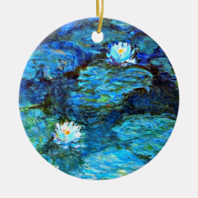 Water Lilies (blue) by Claude Monet Keramik Ornament (Vorne)