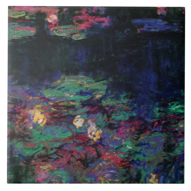 WATER LILIES GREEN POND Claude Monet Dark Floral Fliese (Vorderseite)