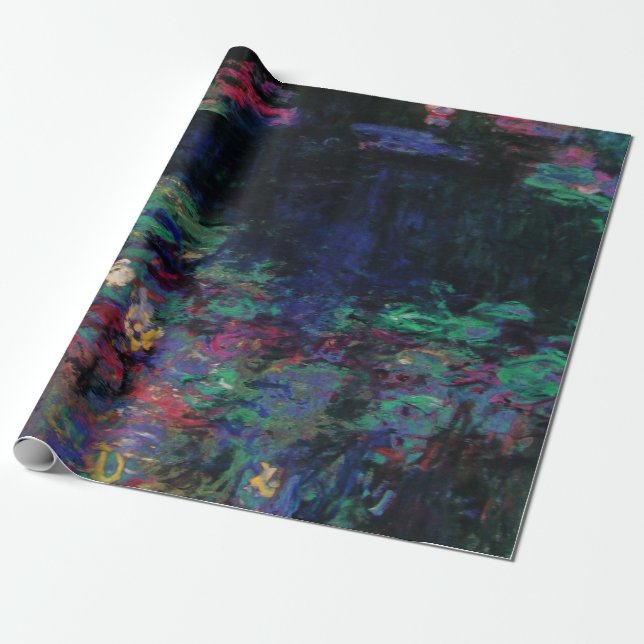 WATER LILIES GREEN POND Claude Monet Dark Floral Geschenkpapier (Ungerollt)
