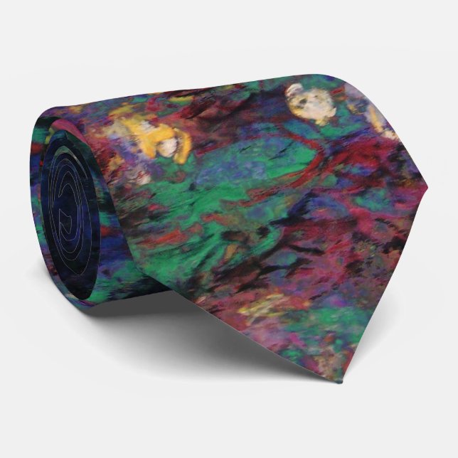 WATER LILIES GREEN POND Claude Monet Dark Floral Krawatte (Gerollt)