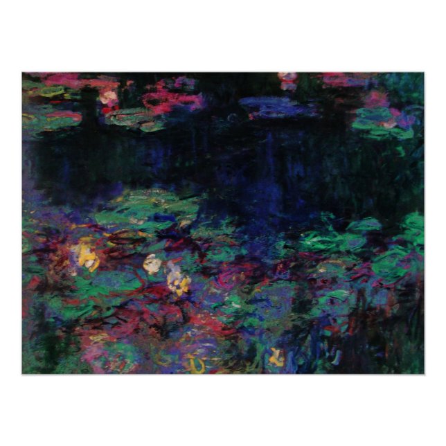 WATER LILIES GREEN POND Claude Monet Dark Floral Poster (Vorderseite)
