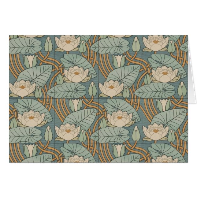 Water Lilies Lily Art Nouveau Natur (Vorderseite (Horizontal))