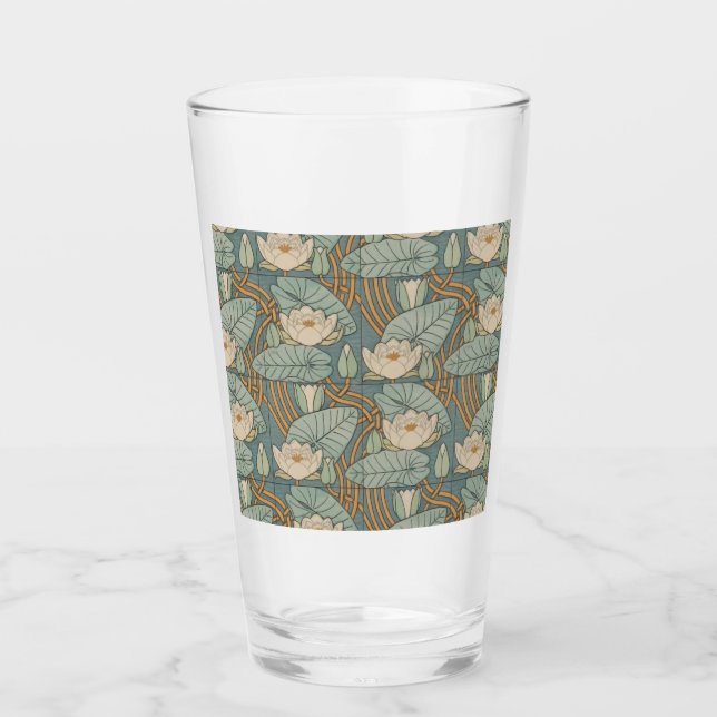 Water Lilies Lily Art Nouveau Natur Glas (Vorderseite)