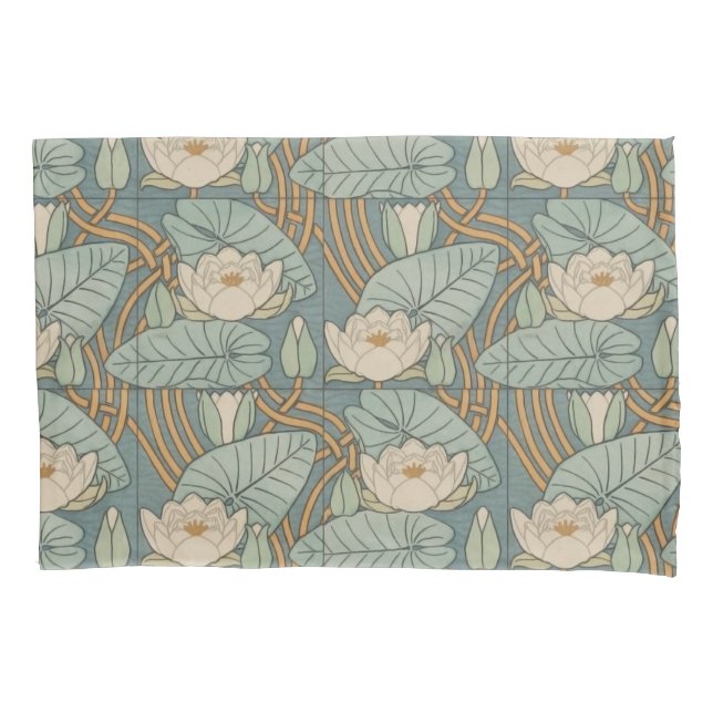 Water Lilies Lily Art Nouveau Natur Kissenbezug (Vorderseite)
