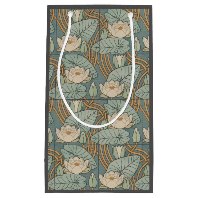 Water Lilies Lily Art Nouveau Natur Kleine Geschenktüte (Vorderseite)