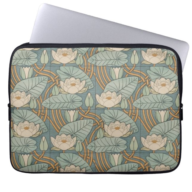 Water Lilies Lily Art Nouveau Natur Laptopschutzhülle (Vorderseite)