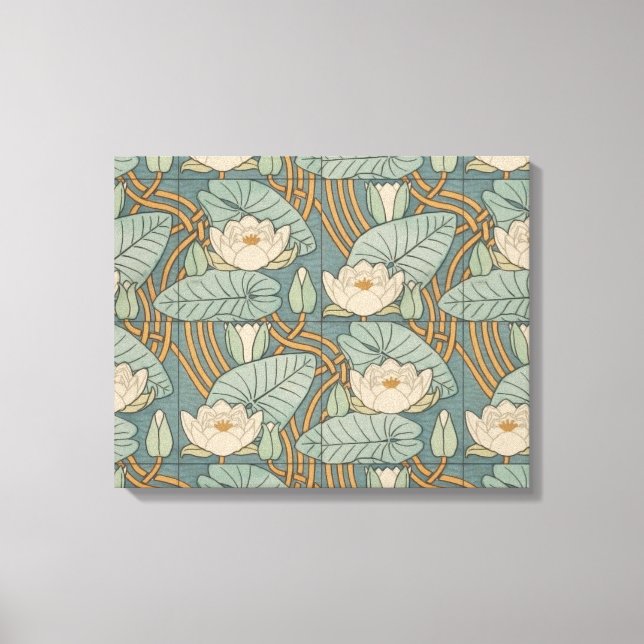 Water Lilies Lily Art Nouveau Natur Leinwanddruck (Vorderseite)