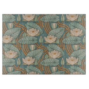 Water Lilies Lily Art Nouveau Natur Schneidebrett