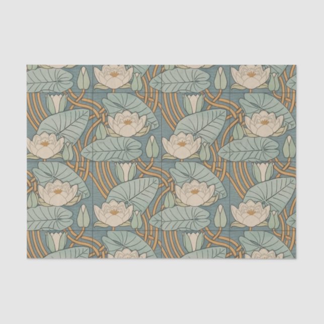 Water Lilies Lily Art Nouveau Natur Seidenpapier (Vorderseite)