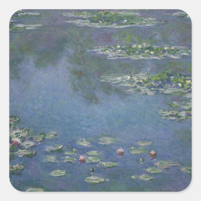 Water Lilies Monet 1906 Quadratischer Aufkleber (Vorderseite)