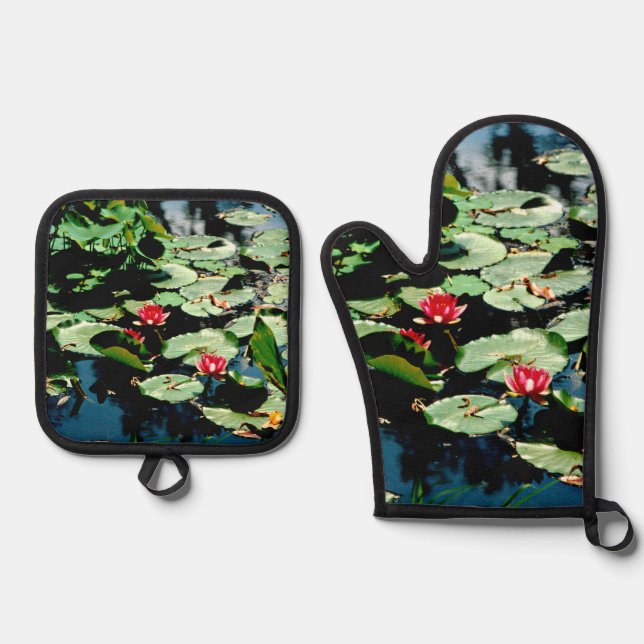 Water Lilies Ofenhandschuh & Topflappen-Set (Vorderseite)