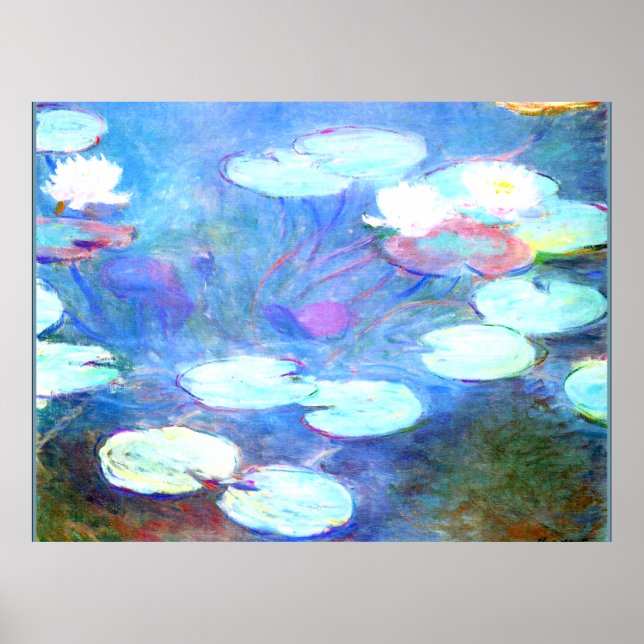 Water Lilies, Pink - Schöne Kunst von Claude Monet Poster (Vorne)