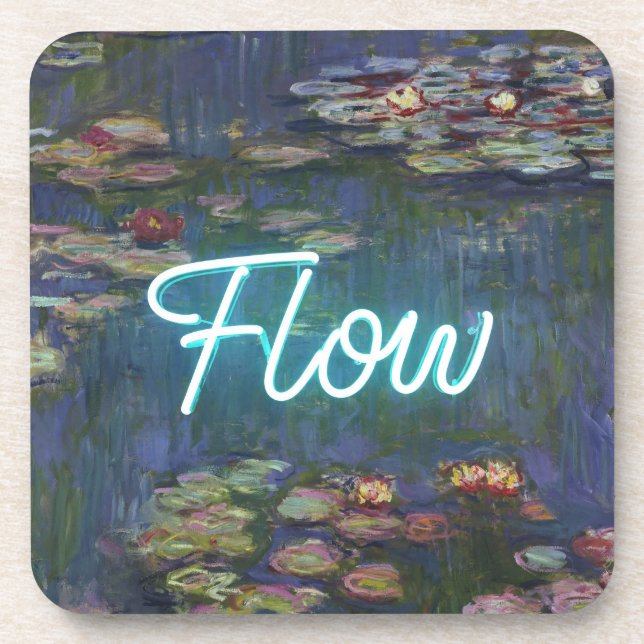 Water Lilies Remix – Neon “FLOW” Wall Art & Gifts Getränkeuntersetzer (Vorderseite)