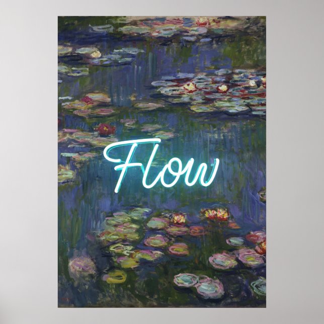 Water Lilies Remix – Neon “FLOW” Wall Art & Gifts Poster (Vorne)