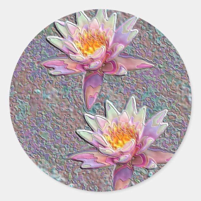 Water Lilies Runder Aufkleber (Vorderseite)