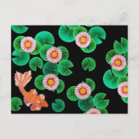 Water Lilies und Koi Fish Postcard