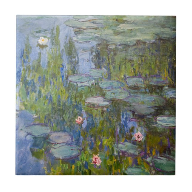 Water Lilies von Claude Monet Klassik Impressionis Fliese (Vorderseite)