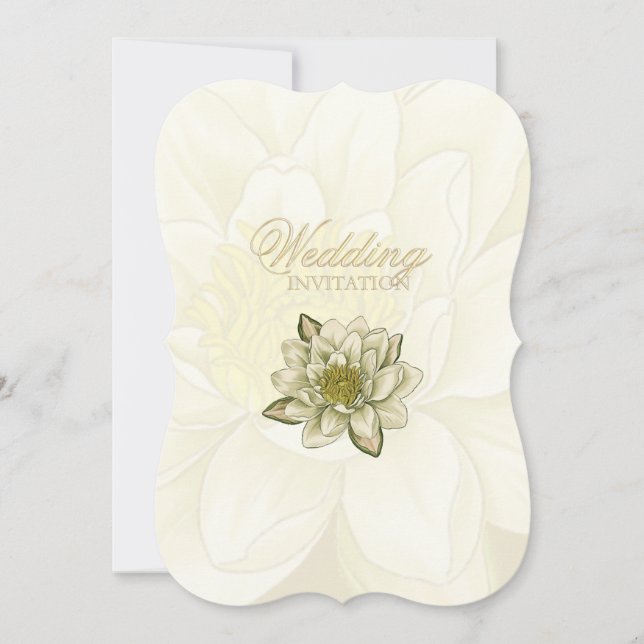 Water Lily Gold Cream Wedding Einladung (Vorderseite)
