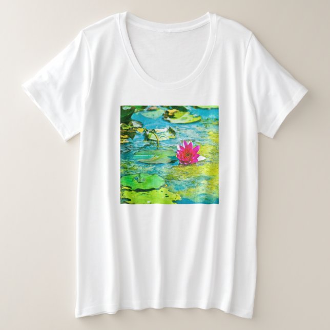 Water Lily Lilypad Große Größe T-Shirt (Design vorne)