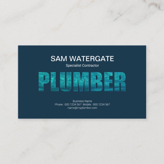 Water Log Plumber Signage Plumbing Service Visitenkarte (Vorderseite)