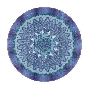 Water Mandala Glas Cutting Board Schneidebrett