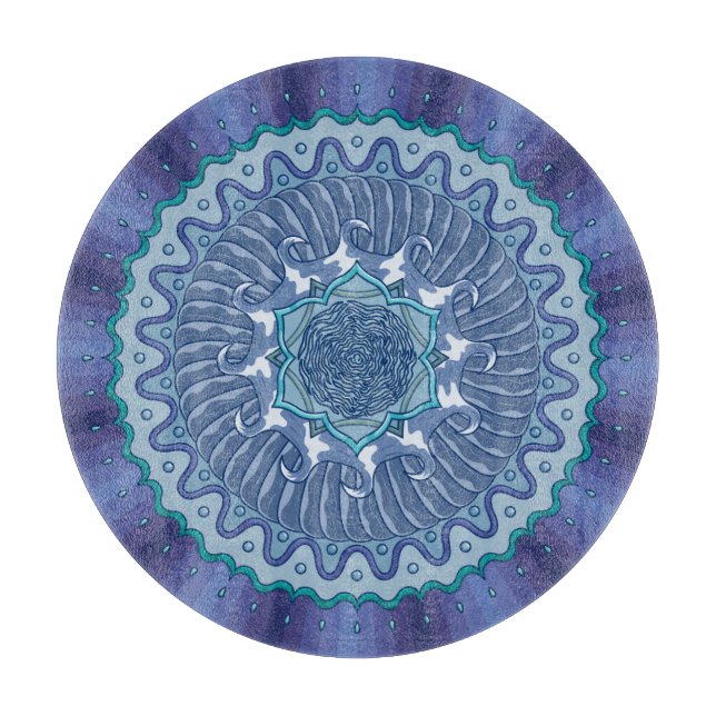 Water Mandala Glas Cutting Board Schneidebrett (Vorderseite)