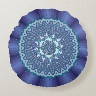Water Mandala Round Pillow Rundes Kissen
