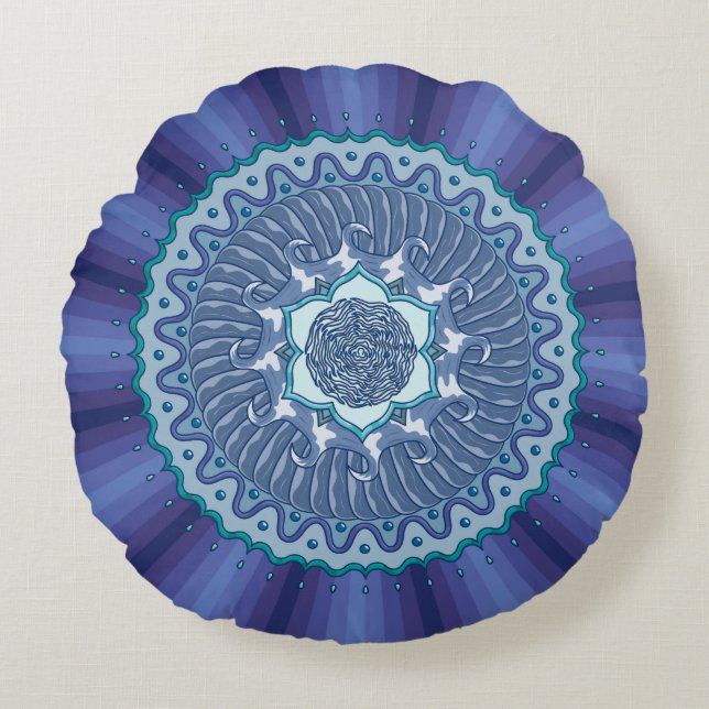 Water Mandala Round Pillow Rundes Kissen (Vorderseite)