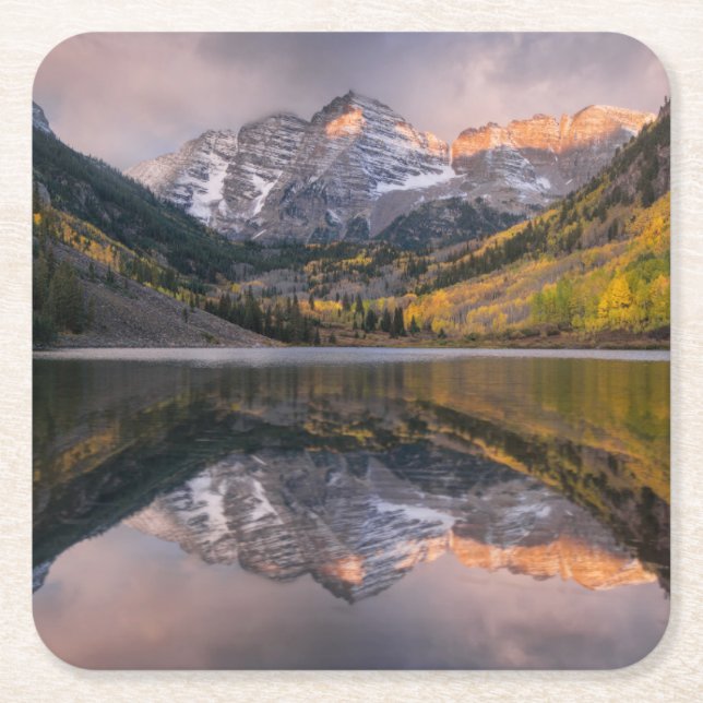 Water | Maroon Bells Colorado Rechteckiger Pappuntersetzer (Vorderseite)