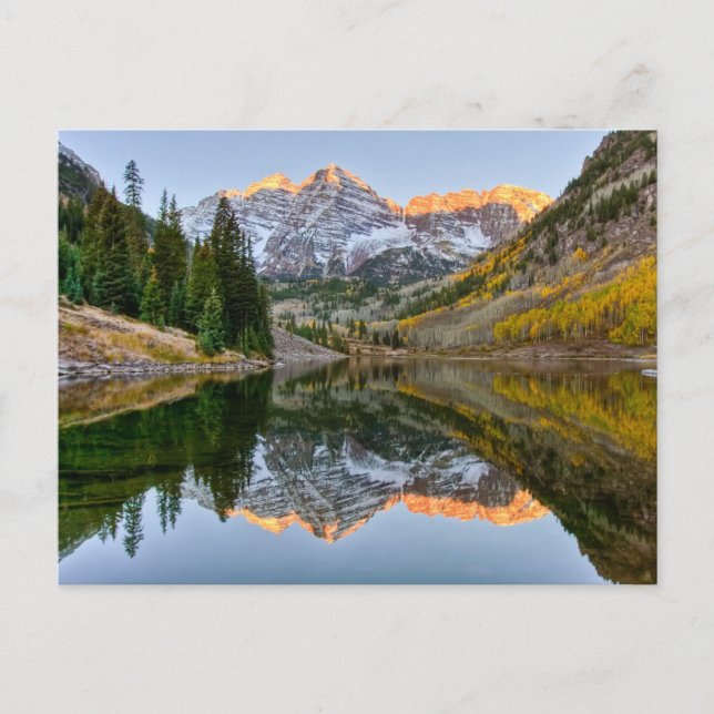 Water | Maroon Bells Lake Aspen Trees Postkarte (Vorderseite)