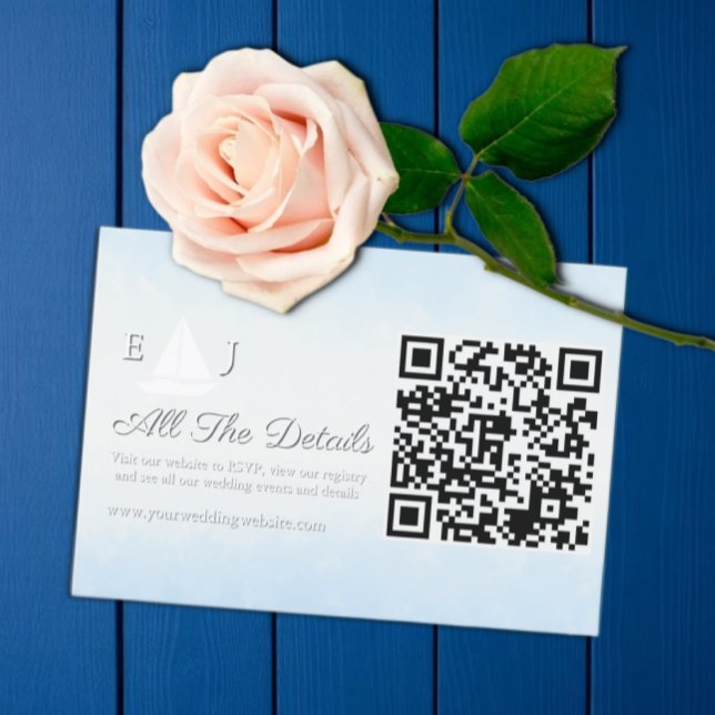 Water Meets Sky Watercolor Wedding Details Begleitkarte (Von Creator hochgeladen)