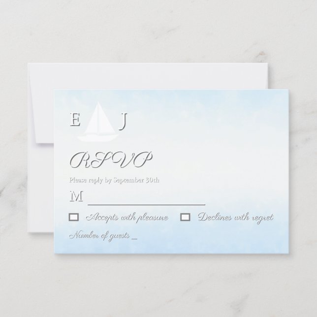 Water Meets Sky Watercolor Wedding RSVP Karte (Vorderseite)