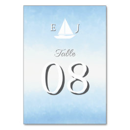 Water Meets Sky Watercolor Wedding Tischnummer